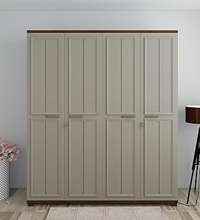 Spacewood Sahara 4 Door Wardrobe | Stone Grey Modern Ash Finish | Engineered Wood Almirah with 2 Drawers (2 Lockable) & 2 ... Price In India
