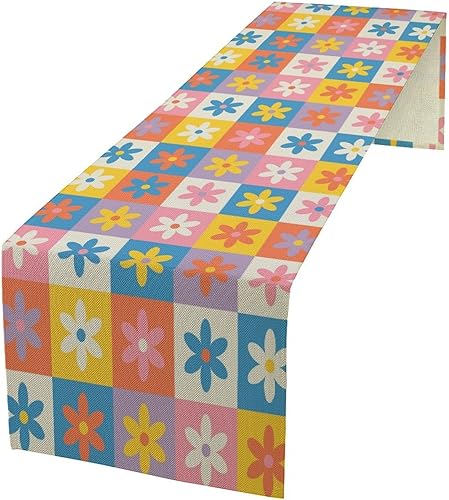 Miniatura 38 de Camino de mesa retro de los años 70, estilo vintage, abstracto, moderno, bohemio, espiral, espiral, ondas, granja, cena, camino para el hogar,