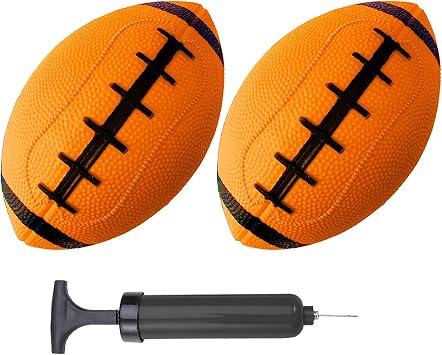 ABAJI Toy Football 2PCS 6 inch Small Mini Ball for Kid Toddler Soft Rubber Come with Random Color Pump Needle Boys Girls Gift Party Decor