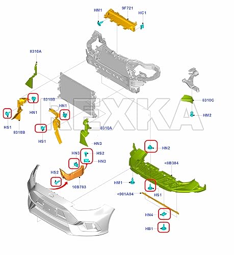 Miniatura 7 de Rexka Juego de 20 tornillos de cubierta de protección contra salpicaduras de motor T30, kit de clip de tuerca de perno compatible con Ford Focus