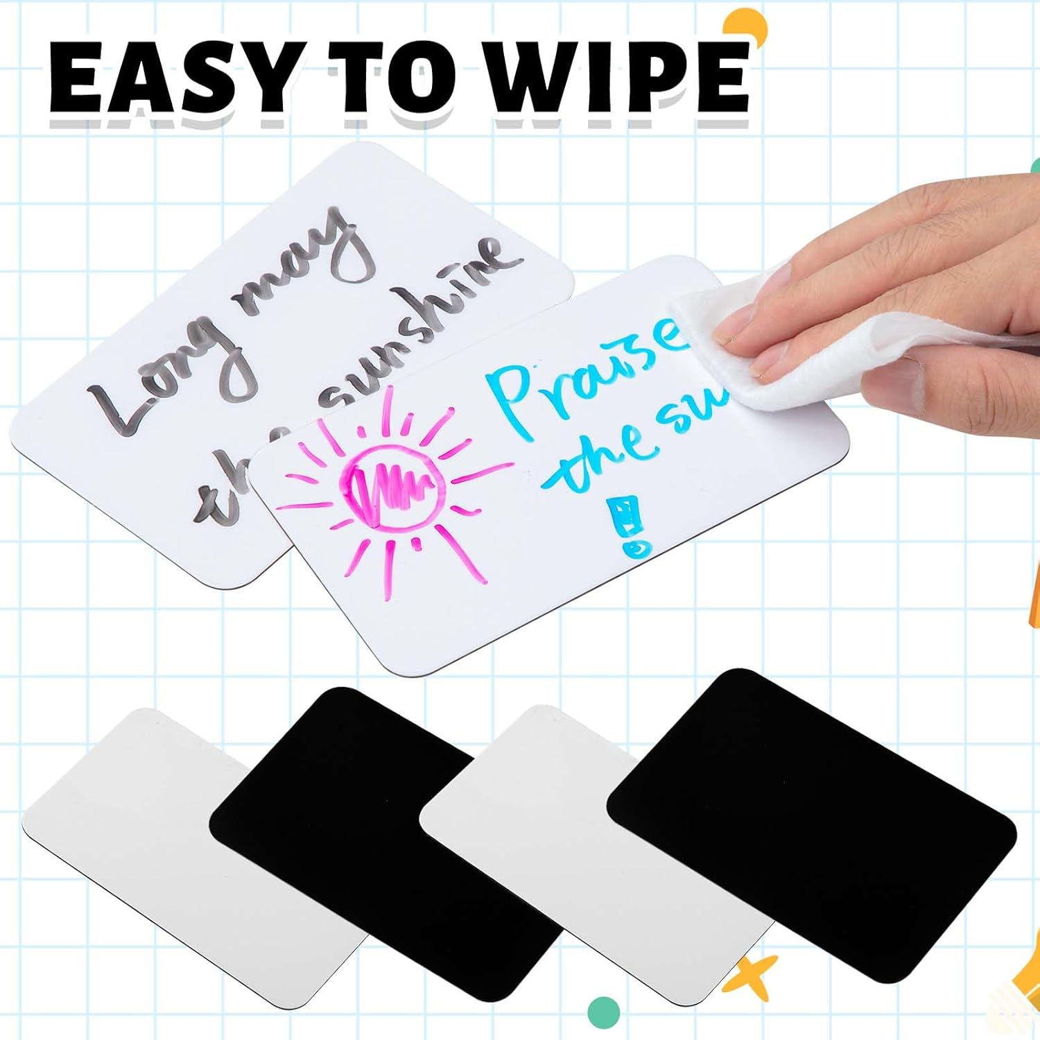 Tenceur 120 Pcs 3 x 5 Inch Dry Erase Magnetic Labels Dry Erase Magnets Board Magnets Set Reusable Name Tags Erasable Magnetic Label for Office Home Fridge Cabinet Whiteboard (White)