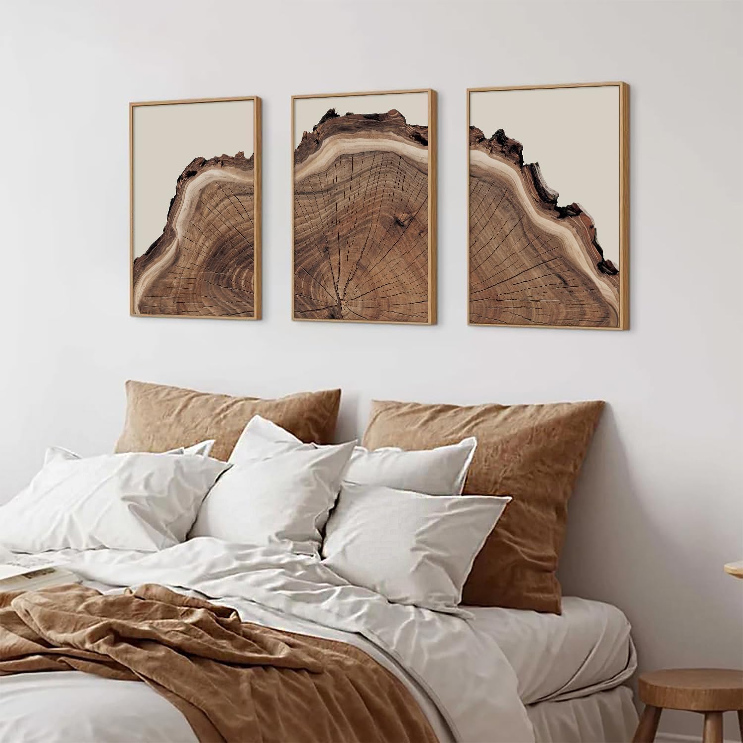 lianyibo Nature Tree Ring Canvas Wall Art Set Of 3, Large Wood Tree Spiral Art Prints, abstrakcyjny obraz ścienny do salonu (40x60cmx3/nieoprawione)