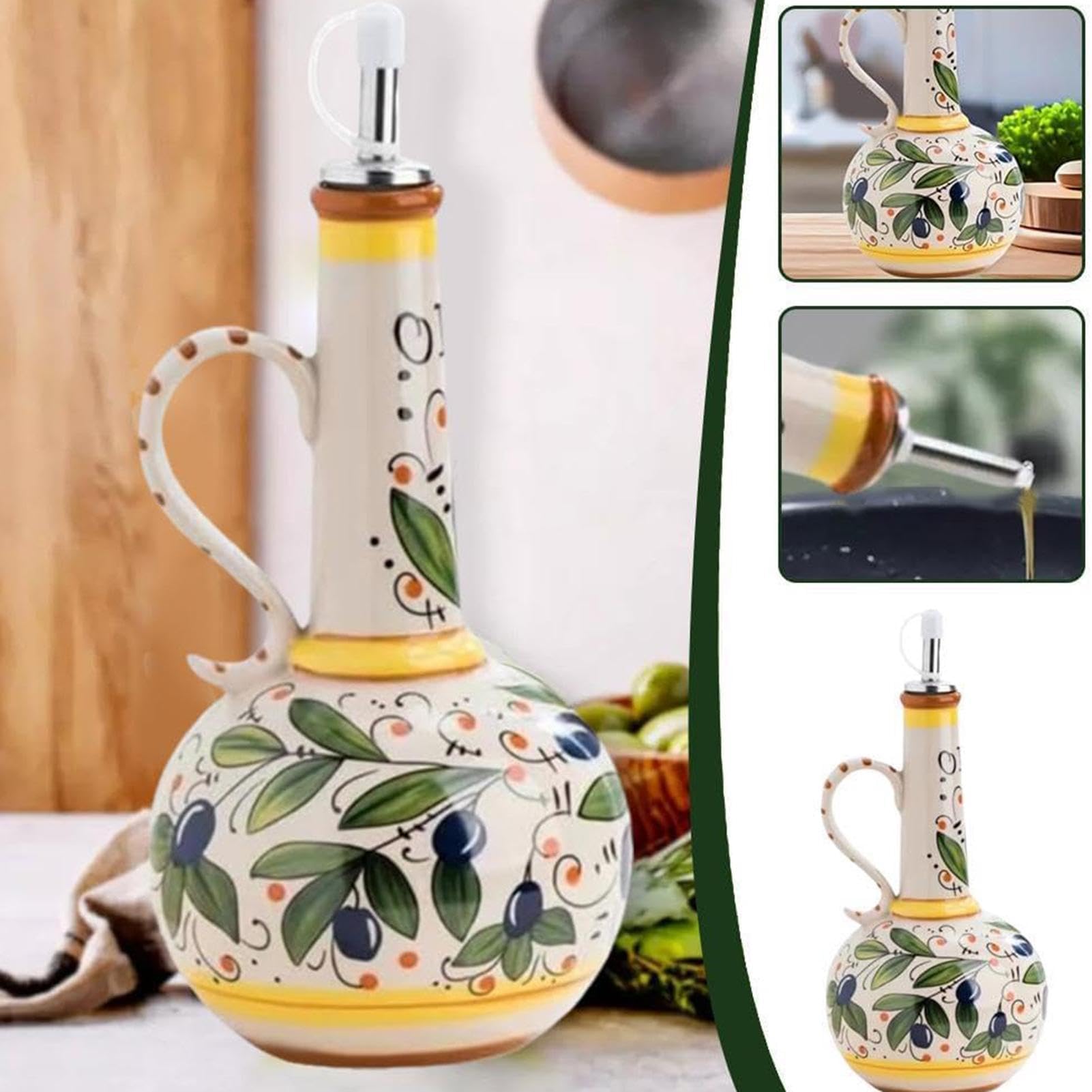 Dispensador De De Oliva Recipiente Portátil de 680 ml con Boquilla de Acero | Botellas De Y Vinagre Para Cocina Hogar Mesa Almacenaje Ensaladas Vinagre
