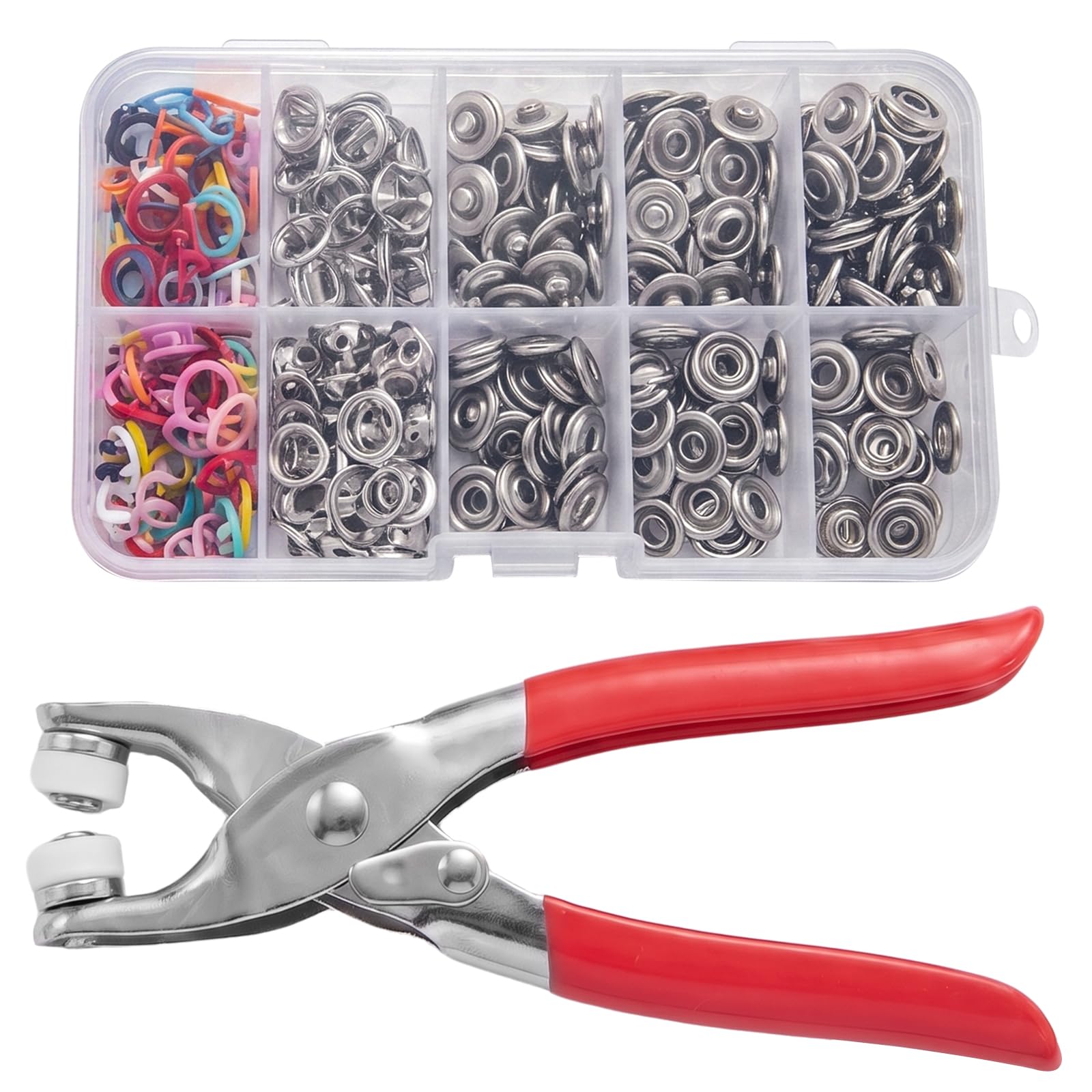 Avvchuy 100 Sets Press Studs Snap Fasteners Kit with Pliers