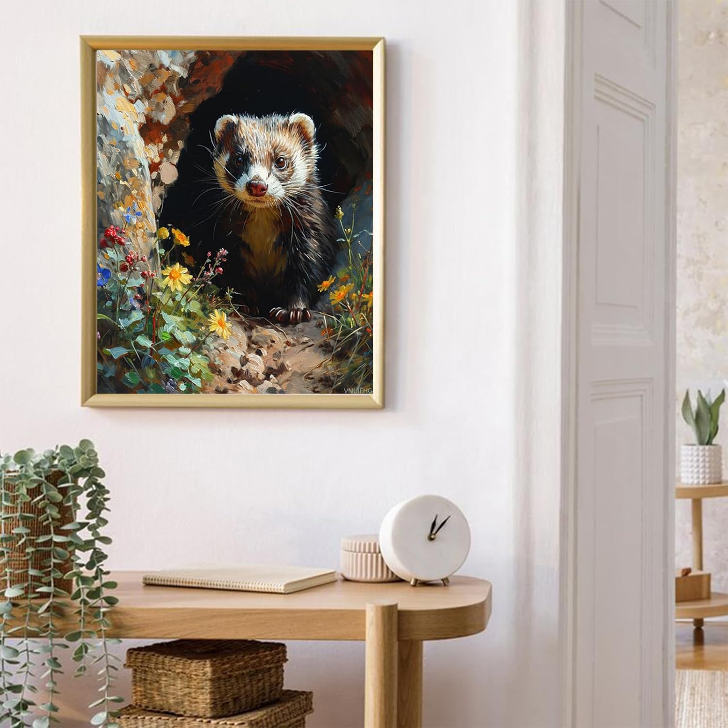 VNUIEHG Paint by Number, Ferret Peeking from a Burrow, Adult Crafts Adults' Paint-by-Number Kits, Room Decor Gift for Birthday Festival (16x20 inch, No Frame)