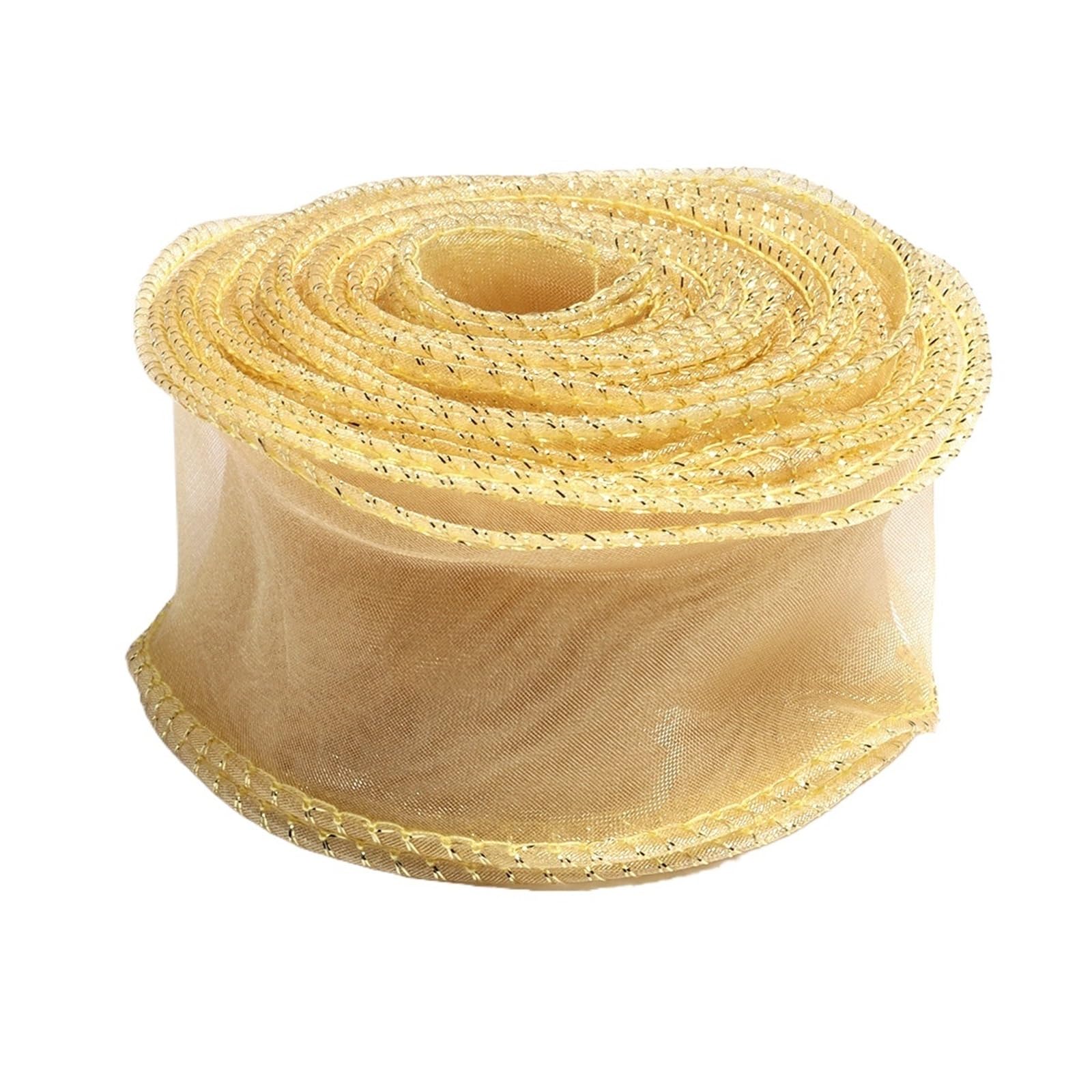 Chiffonband 5 Yards/Packung Fischschwanz-Garnband Chiffon gewellte Bänder for DIY-Blumenstraußverpackungen Hochzeitsfeier-Dekorationszubehör Bouquet da Sposa(Color03)