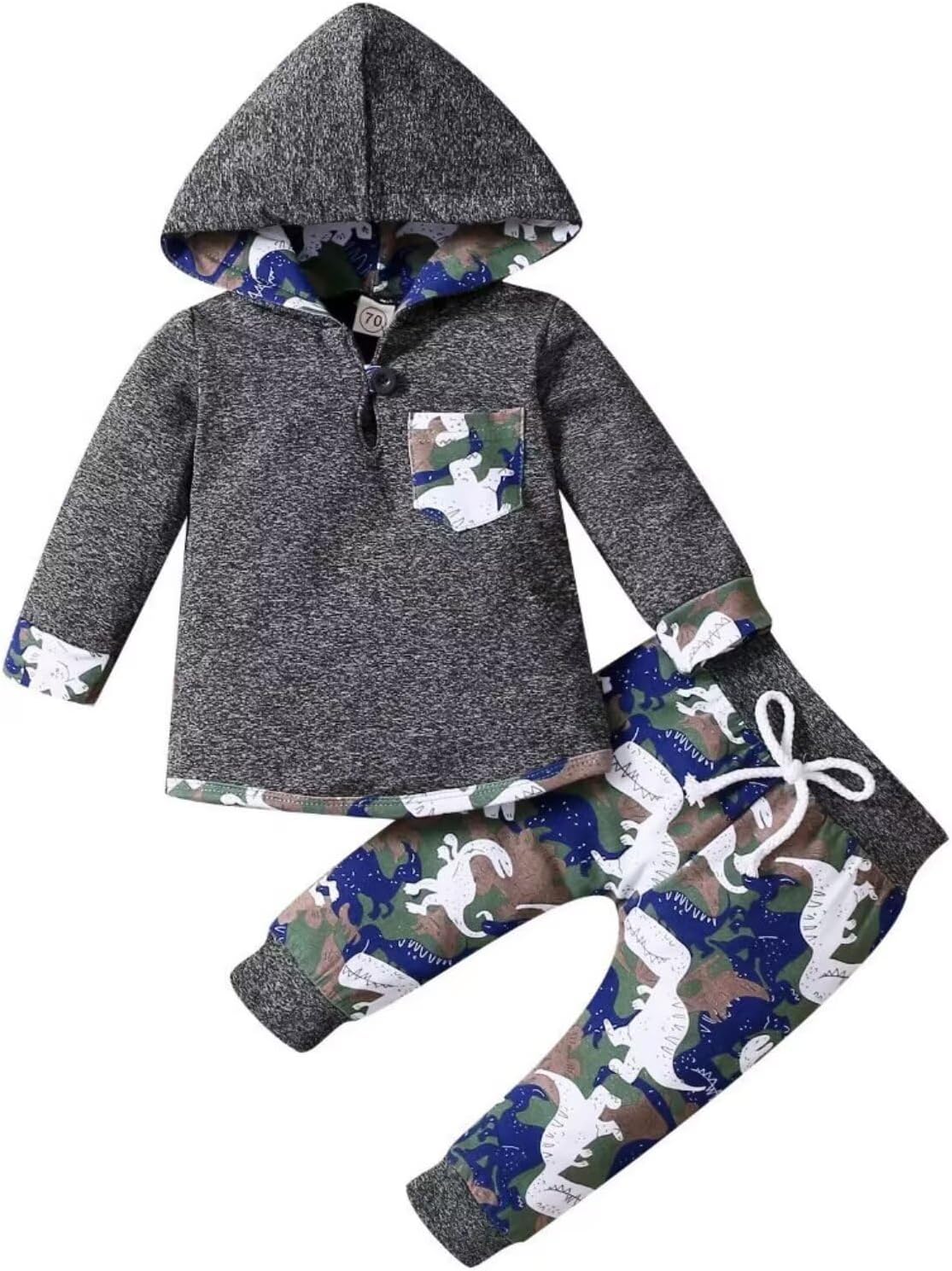Baby Boy Clothes Toddler Infant Boys Fall Winter Outfit Long Sleeve Plaid Pocket Hoodie Tops + Pants 2Pcs
