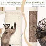Globlazer F74D Arbre de chat pour les grands chats 20+ C'est vrai. 74in Tour haute, Beige Assemblage facile, Maine Coon, Grands Chats, 2 Condos, bol de panier en acier-Rim, lit en peluche, 2 Perches, Posts sisal, Strap anti-superficie