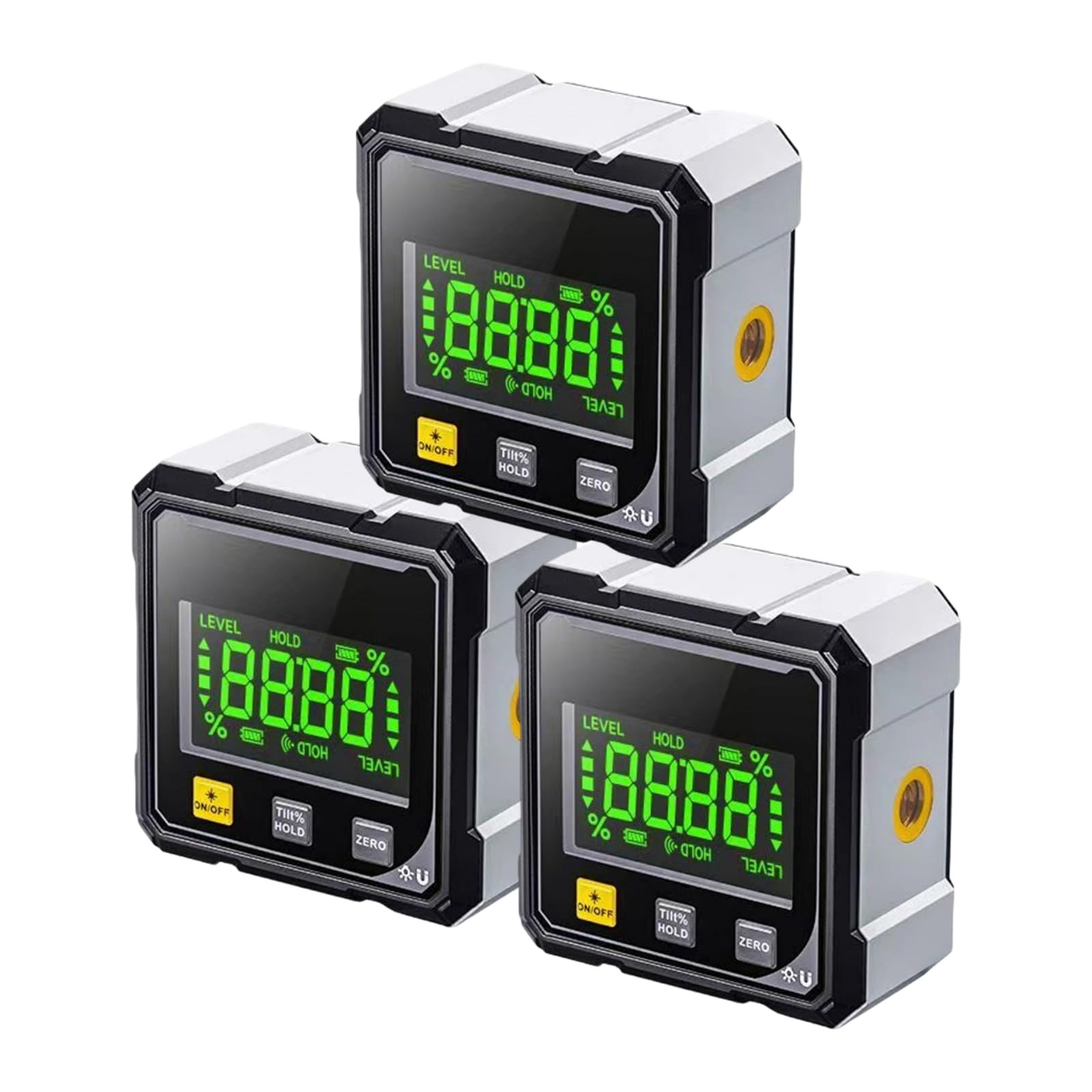 Inclinometro digitale ad alta precisione con display a LED e lati per una misurazione accurata degli angoli di ricarica USB Misuratore di angoli laser con magneti a quattro lati
