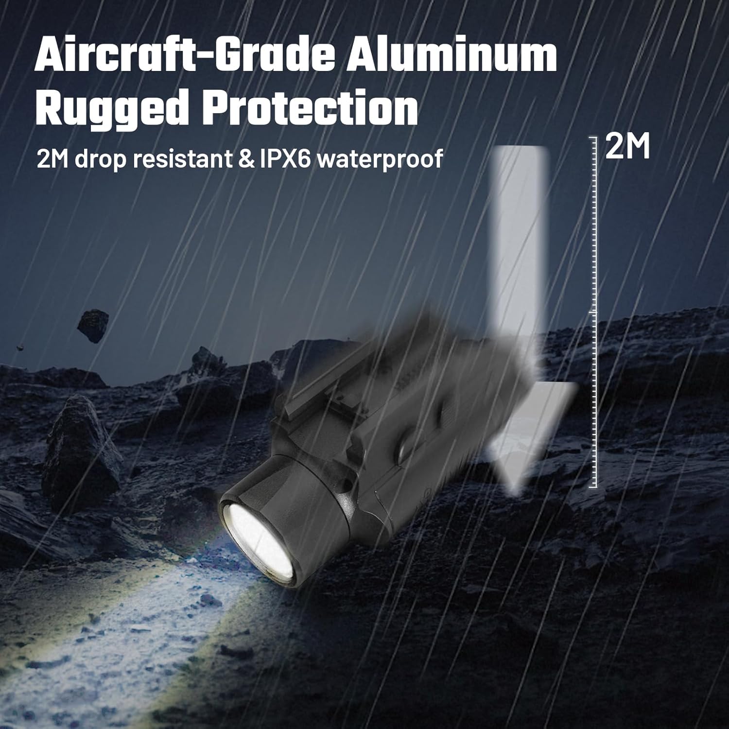 AIMWIN WL20 Weapon Light 2000 Lumen 451 Yards Long Range with Strobe Mode USB-C Rechargeable Tactical Flashlight Fit GL/Picatinny Rail Mounted Light