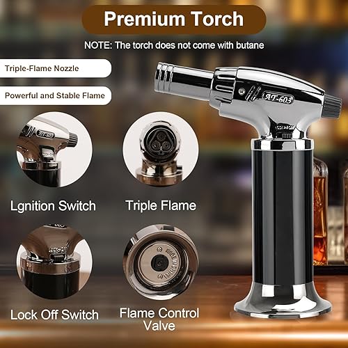 Miniatura 3 de Kit de ahumador de whisky de 23 piezas, 2 vasos, piedras de whisky, kit de infusor de ahumador de cóctel, kit de ahumador de bebidas antiguas,