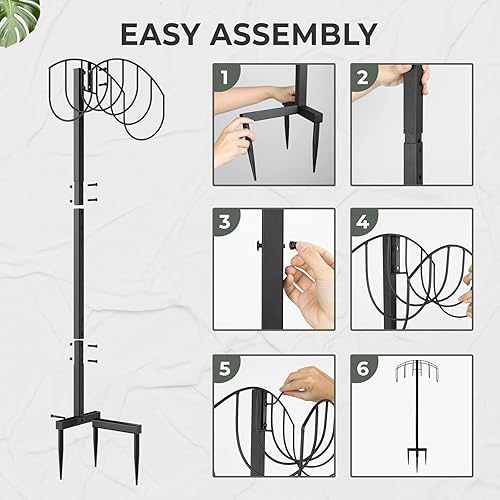 Miniatura 3 de Steel Garden Hose Holder Stand with Powder Coated to Resist Corrosion, Freestanding Hose Hanger for 125 Feet Hose, Water Hose Reel with 3 Stable