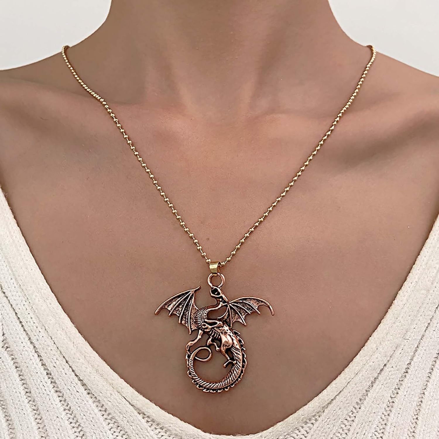 Andelaisi Punk Dragon Necklace Choker Gold Dragon Pendant Necklace Vintage Dark Dragon Necklace Choker Gothic Dragon Necklace Jewelry for Women - Image 2