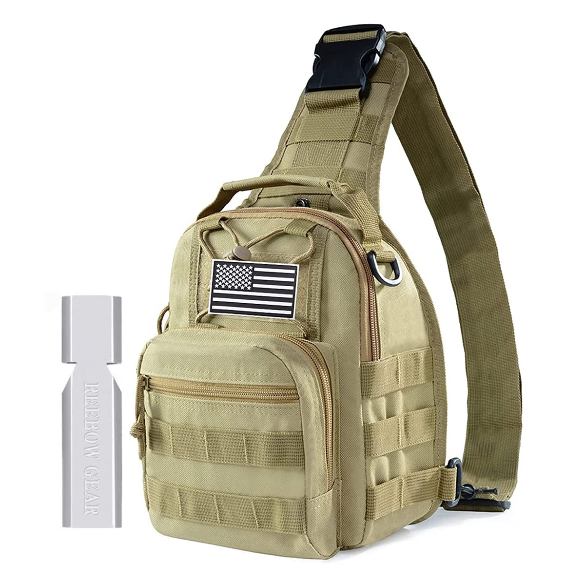 REEBOW GEAR Borsa a tracolla tattica per esterni Borsa a tracolla con tracolla a tracolla EDC per uomo Donna,Khaki