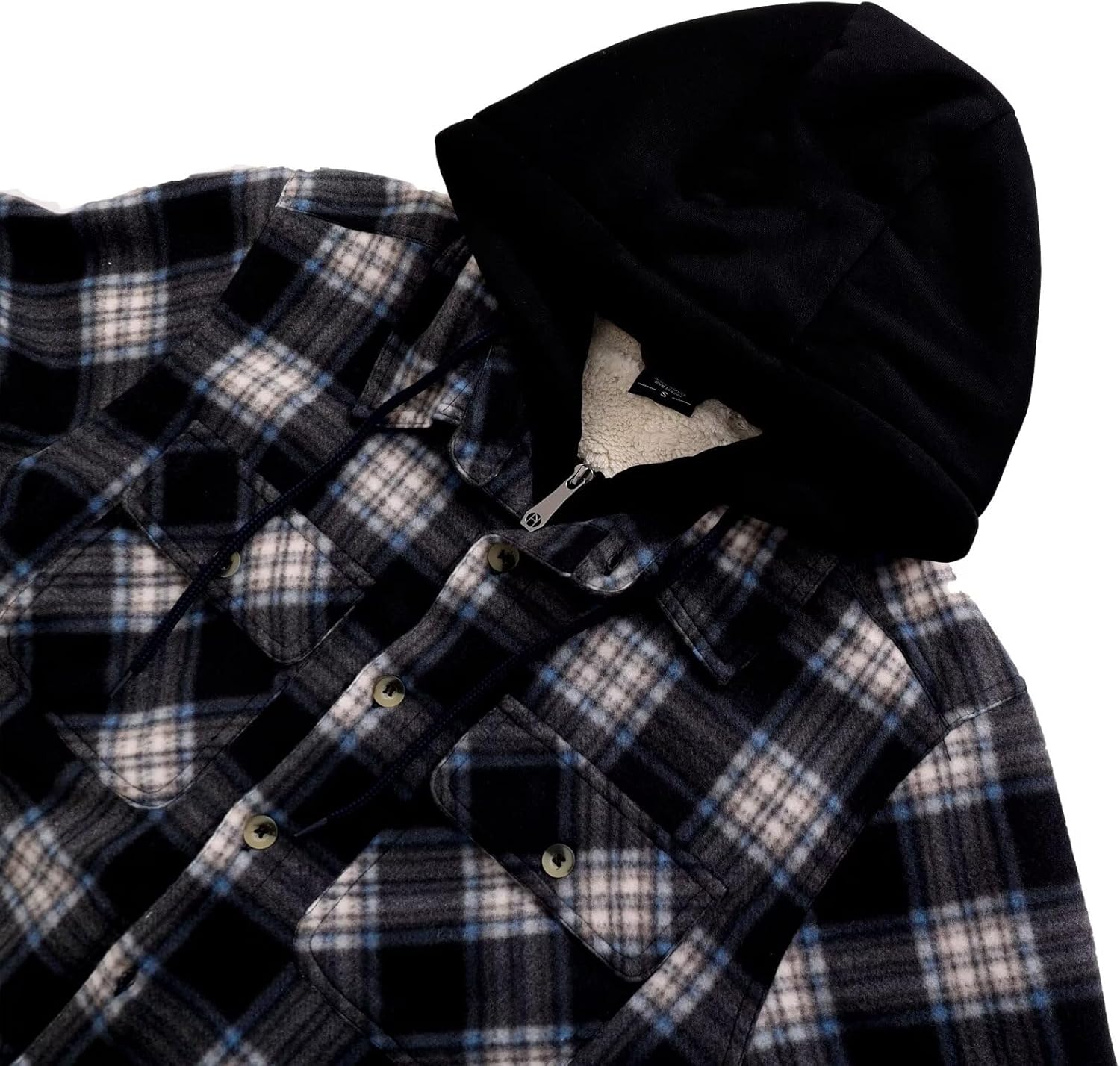 LeeHanTon Mens Flannel Jacket Heavyweight Sherpa Fleece Jackets Outdoor Hiking Casual Soft Warm Coat with Pockets - Image 4