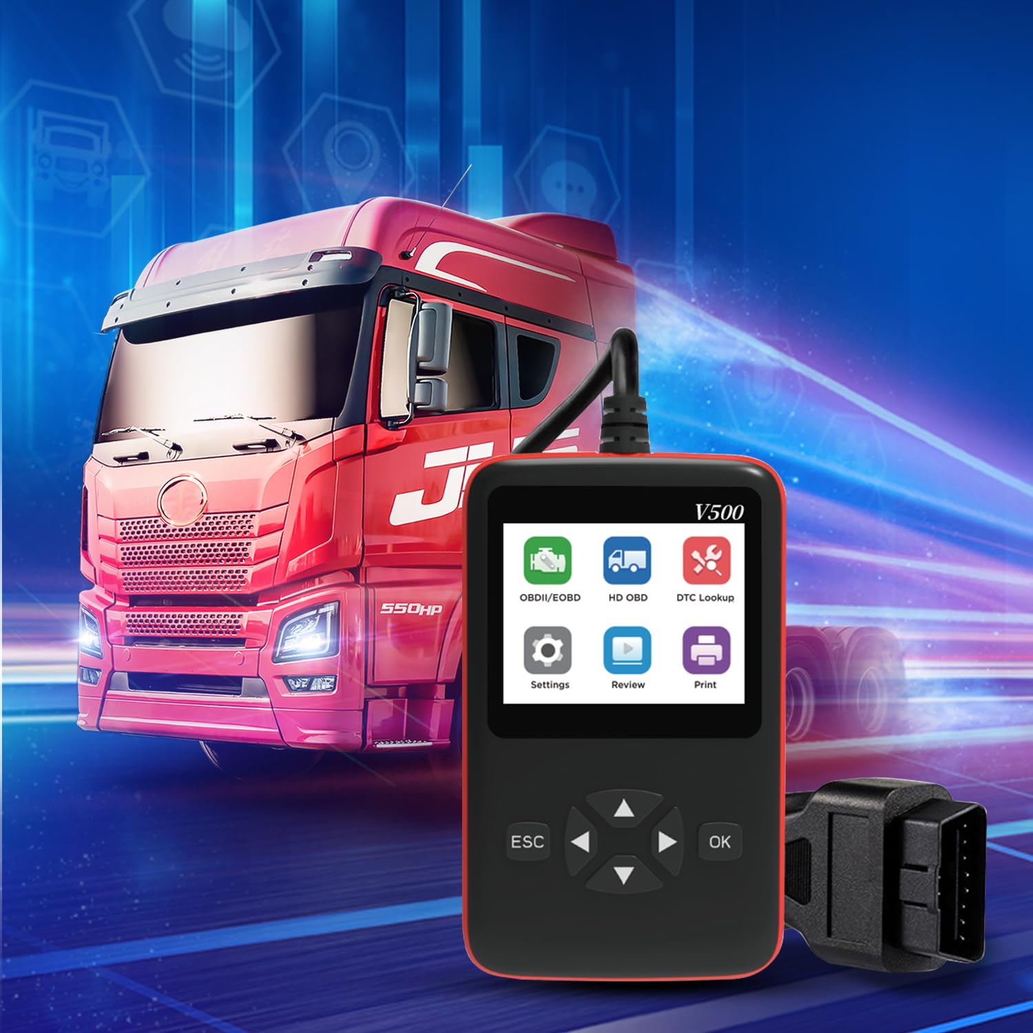 V500 Advanced Car and Truck Smart Vehicles OBD II Scanner Code Reader ...