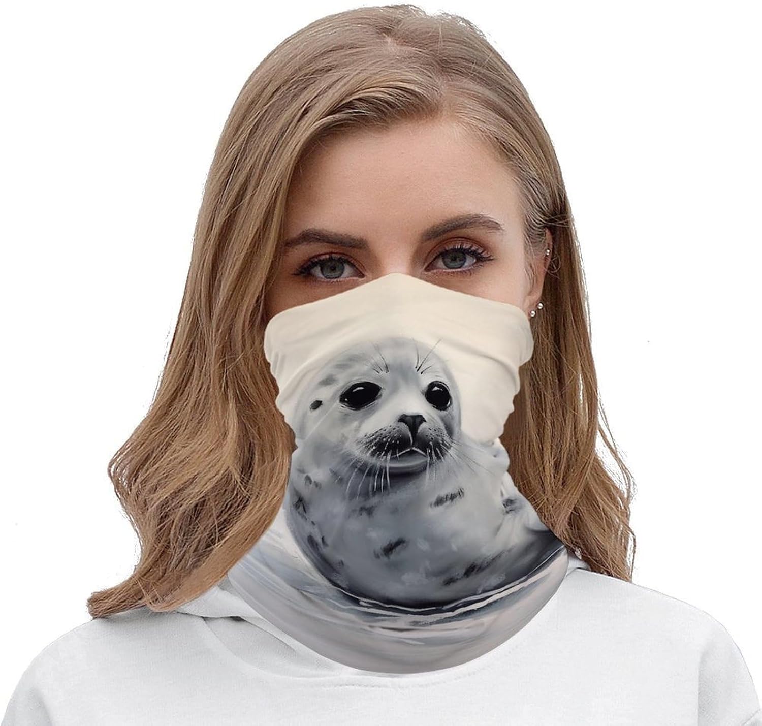 Sun UV Protection Neck Gaiter Upf 50+ Balaclava Ski Harp Seal Painting Face Mask Summer Face Cover Scarf Breathable Bandana for Fishing Hunting Kayaking Hiking Cycling Outdoor Activities