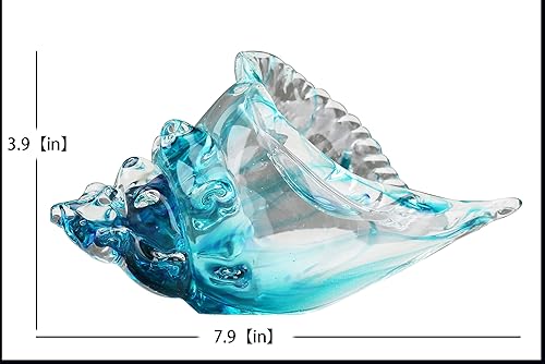 Miniatura 9 de DOVDOV Estatua de caracola de vidrio soplado a mano, figura de arte de vidrio ámbar, decoración costera del hogar con conchas marinas, decoración de