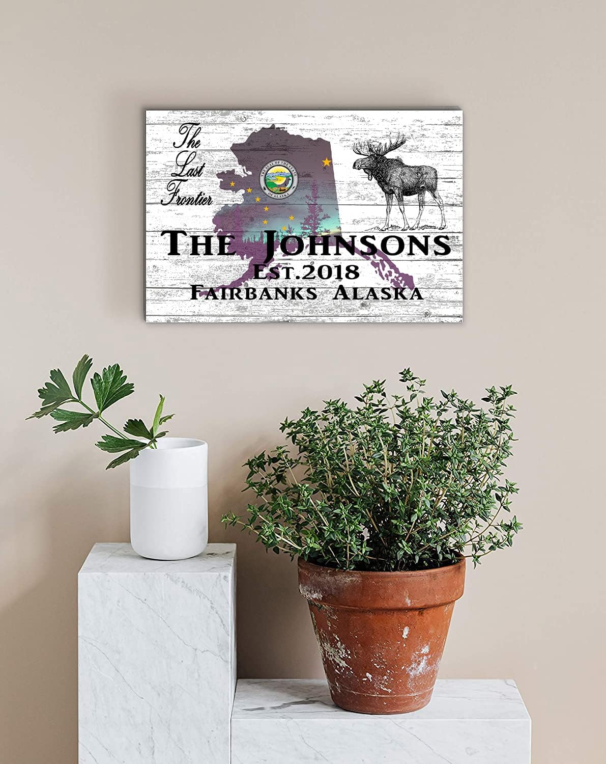 Broad Bay ALASKA Home Sign Solid Wood With Established Date and Personalized Family Name - New Home State Wall Art Housewarming Gift