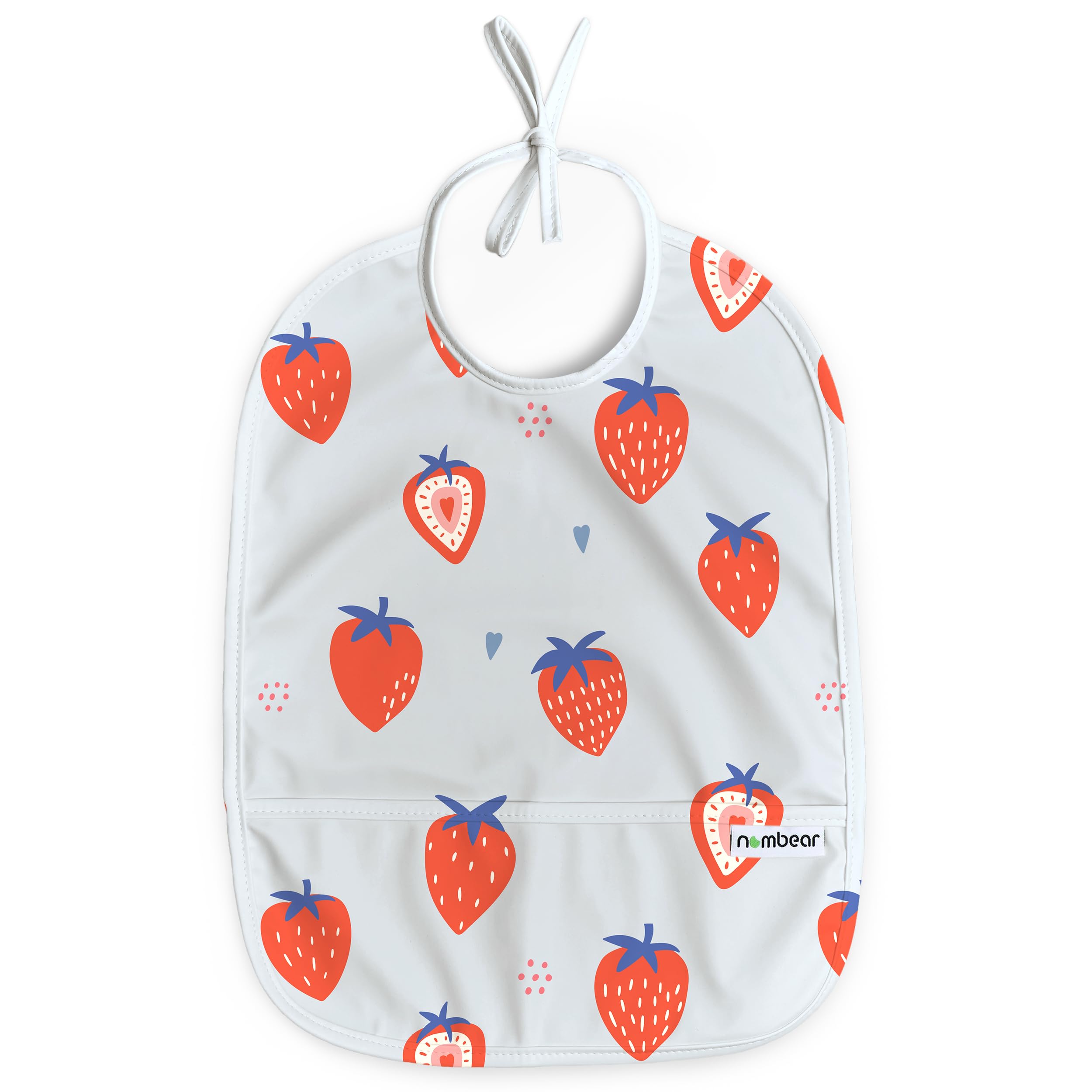 Nombear Easy Wipe Clean Sleeveless Baby Bibs 6-12 Months for Baby Led Weaning - Waterproof Feeding Bibs 12-18 Months,Toddler Food Apron, 1-Pack, Strawberries