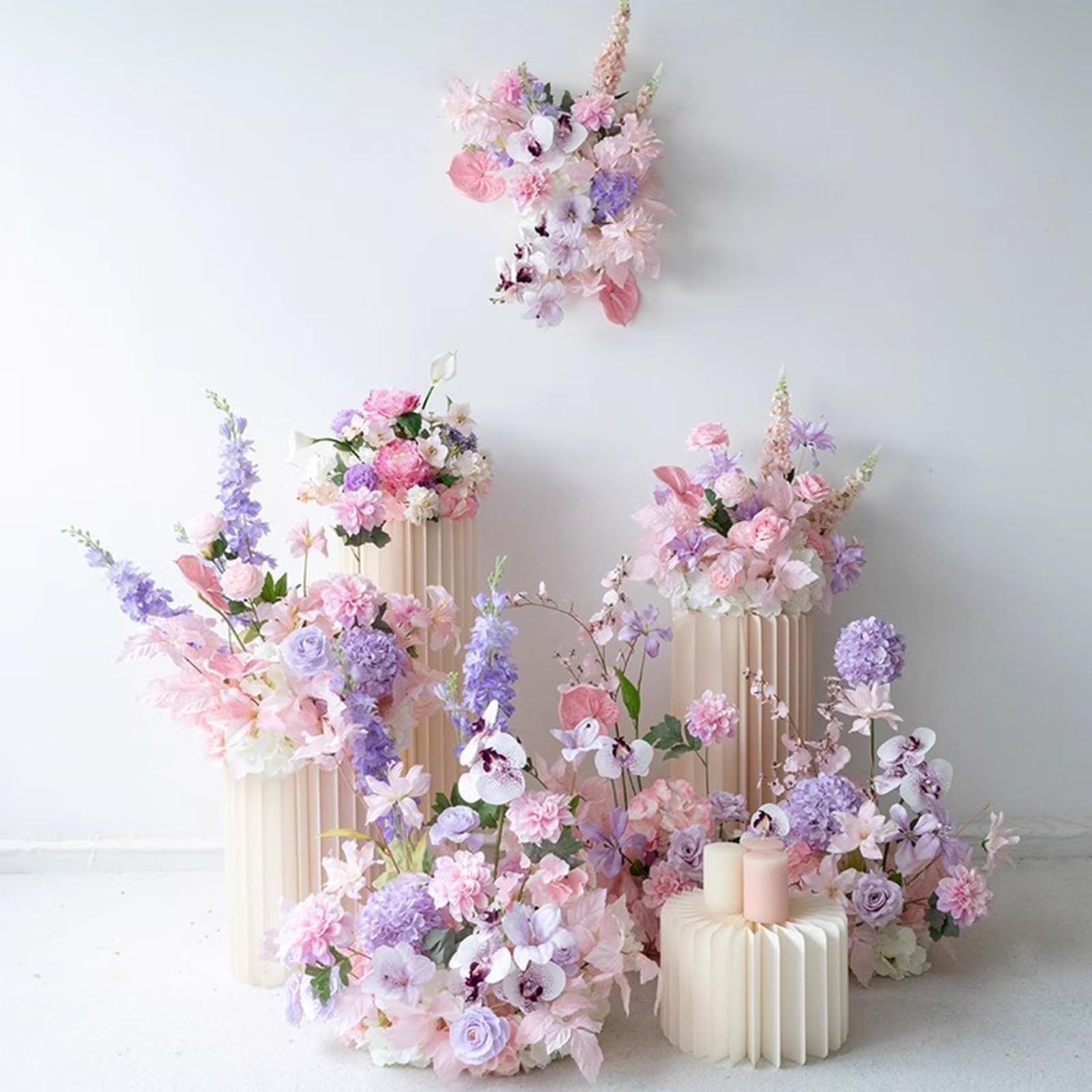 Rosa Hochzeitsdeko-Blumenkugel-Set – 3D-handgefertigte Kunstblumen | Hochzeitsbühnenhintergrund, Outdoor-Aktivitäten, Foto-Requisiten, Heimdekoration