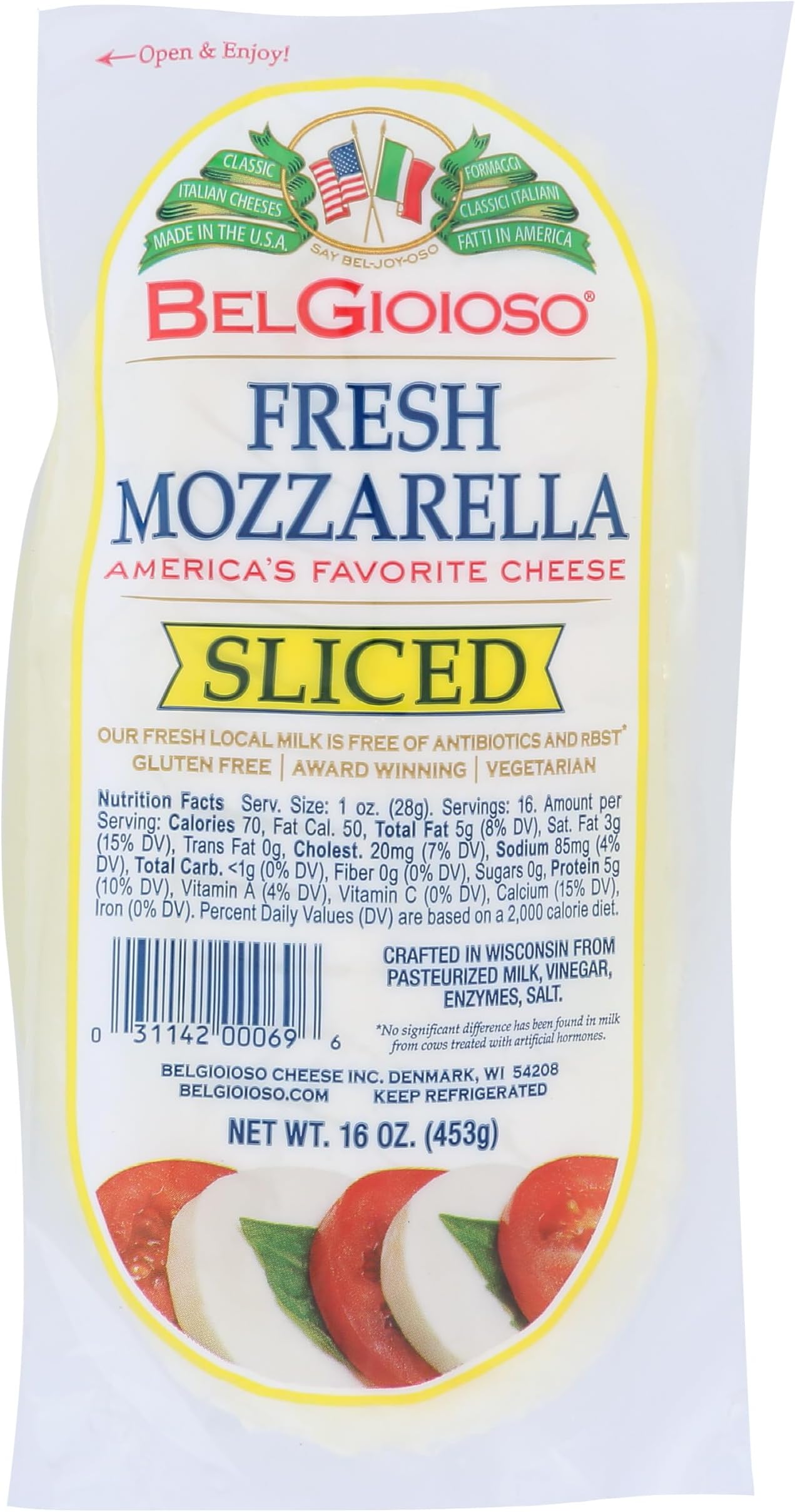 Fresh Mozzarella, Sliced, 16 oz