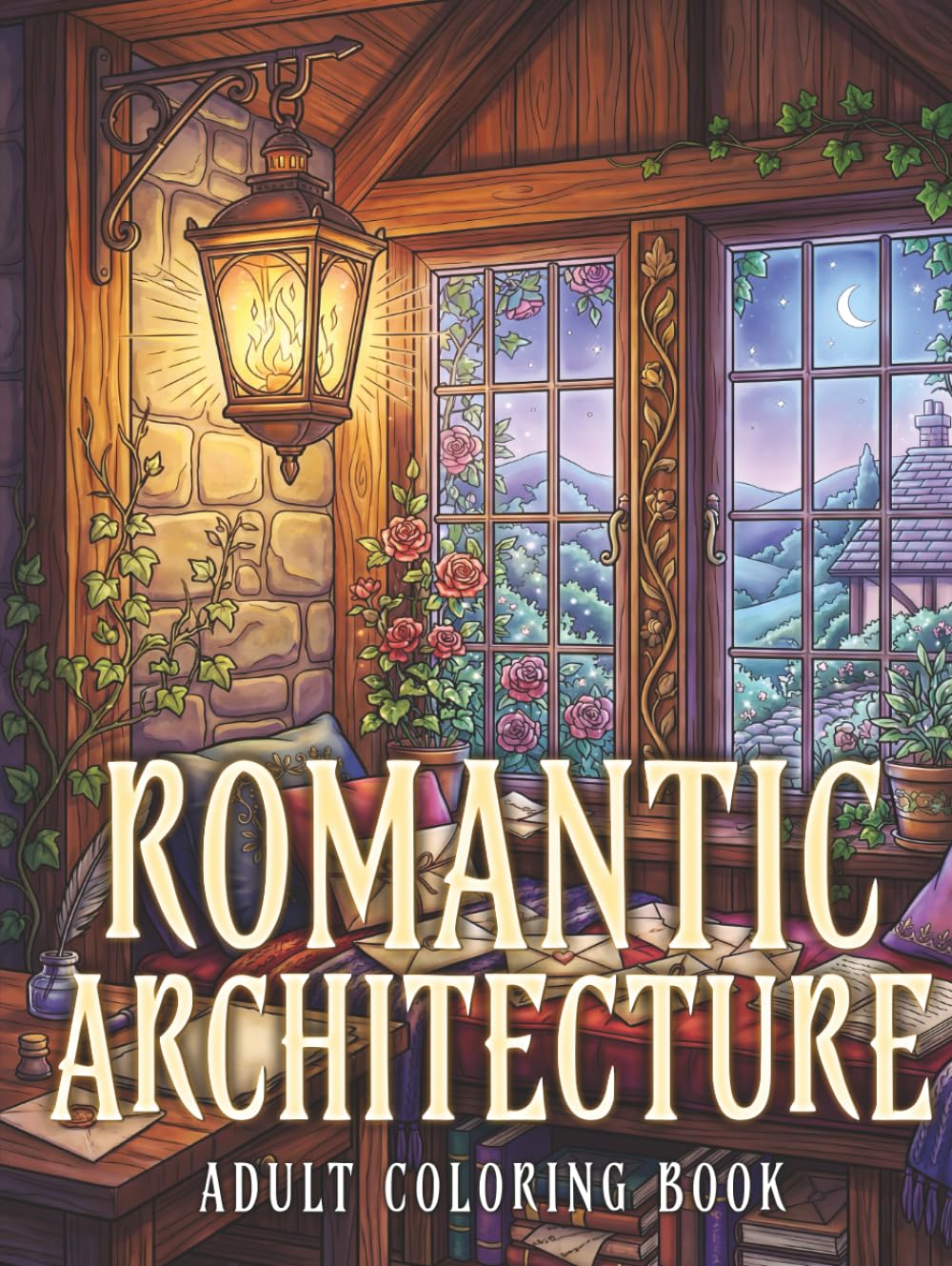 Romantic Architecture Adult Coloring Book: Intricate Romantic Buildings, Fantasy Spaces, and Architectural Escapes for Relaxation and Creative Coloring