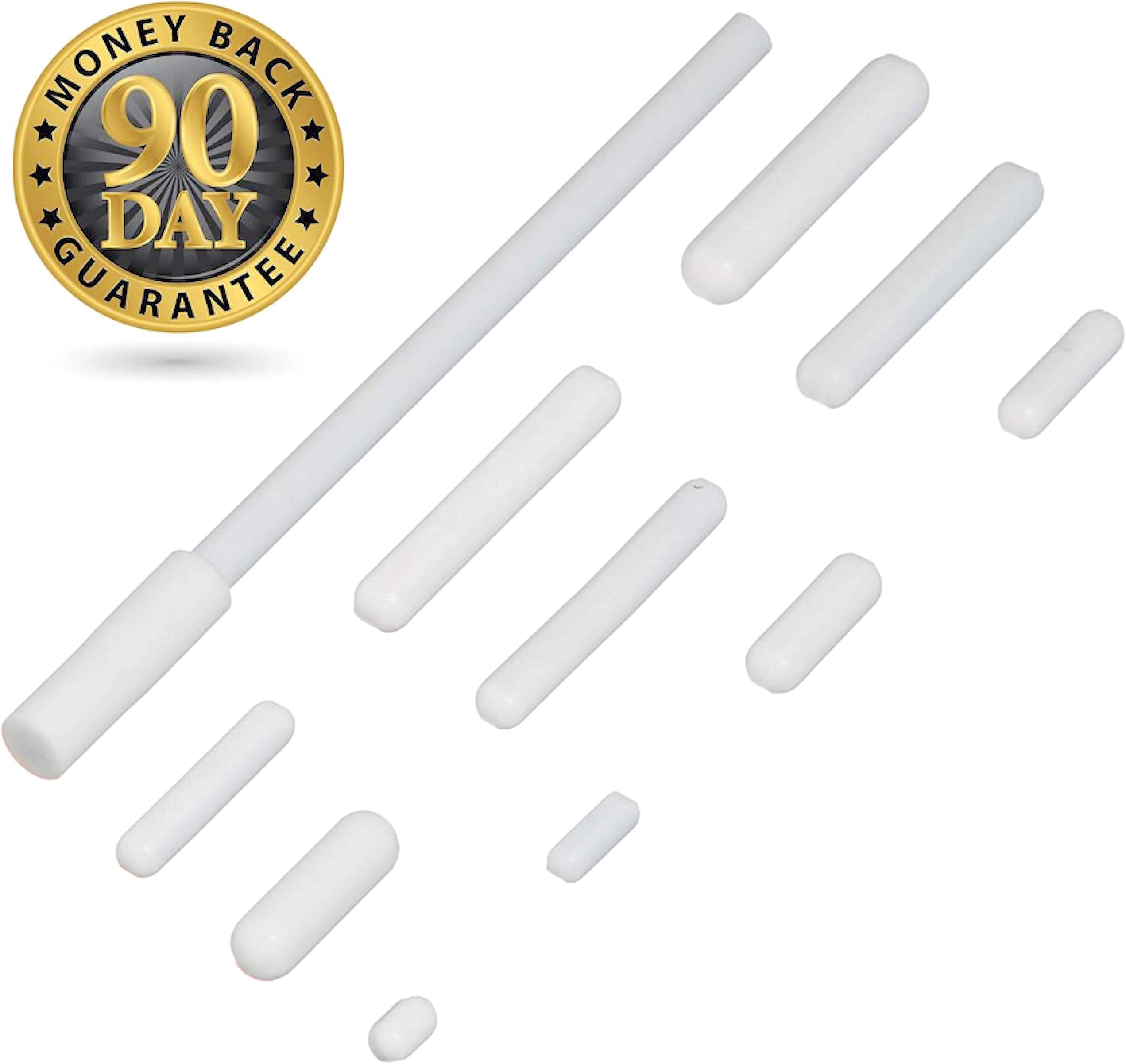 Chobs - 11 Pack, 10 PFTE Magnetic Stirring Bars, 1 PFTE Magnetic Stir Bar Retriever, Strong Magnets, Durable & Balanced, Non-Corrosive Material, Includes a Manual + Reusable Container