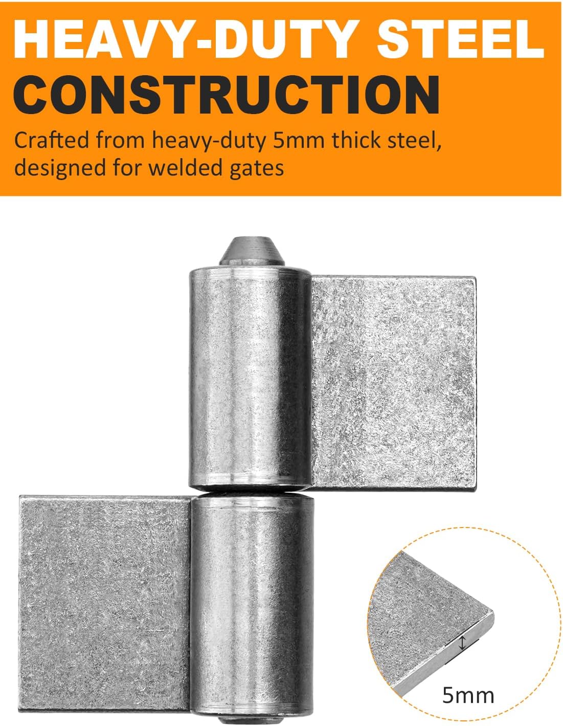 SPARKWHIZ Weld on Hinges Heavy Duty for Metal Gates, Doors and Trailers, Pack of 4