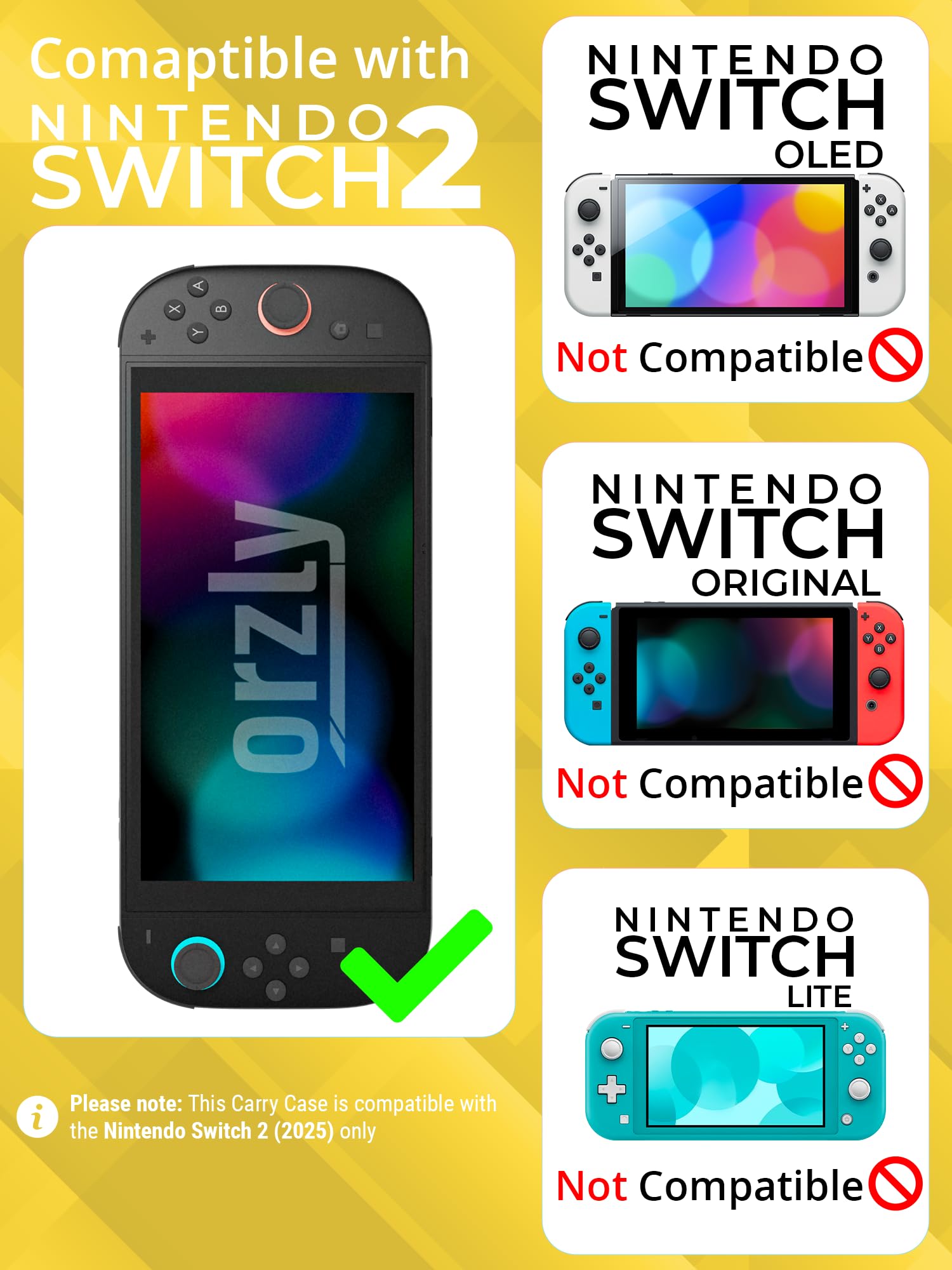 Orzly Custodia per Nintendo Switch 2, custodia protettiva da viaggio con pad per lo schermo, schede di gioco e slot MicroSD con tasche per gli accessori della console