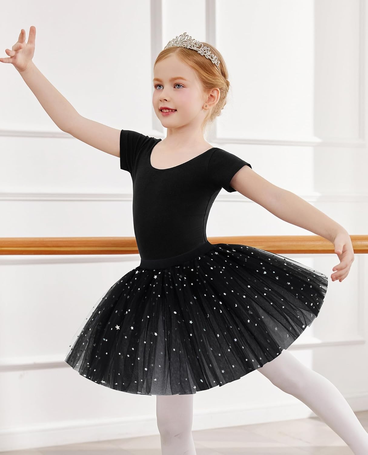 Zaclotre Girls Ballet Leotards Short Sleeve Bow Back Tutu Ballerina Costume Toddler Dance Dress Outfit Combo - Image 8