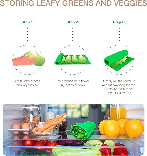 Miniatura 5 de Eurow Toallas de microfibra con envoltura de lechuga, paños de secado de verduras ultra absorbentes, toallas de cocina reutilizables para verduras,