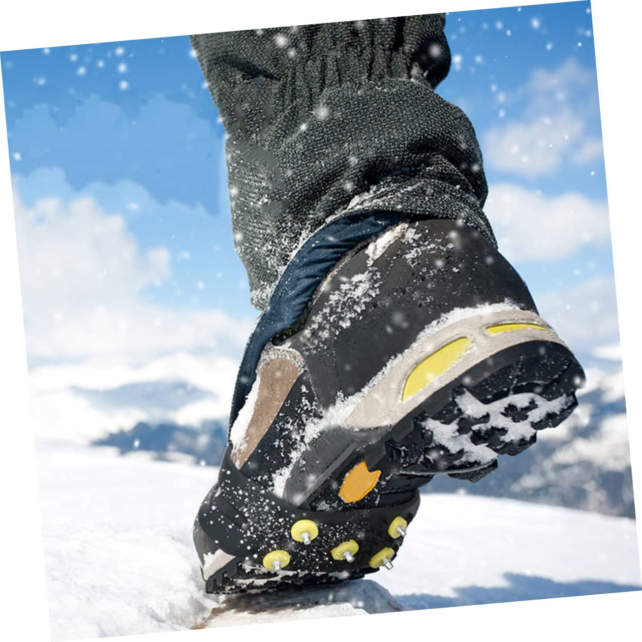 Ramponi per Scarpe Invernali, 2 Paia Tpe Neri per Ragazzo Ragazza | Trazione Antiscivolo su Ghiaccio e Superfici Scivolose, Pieghevoli, per Running e Trekking, Adatti a Scarpe e Stivali