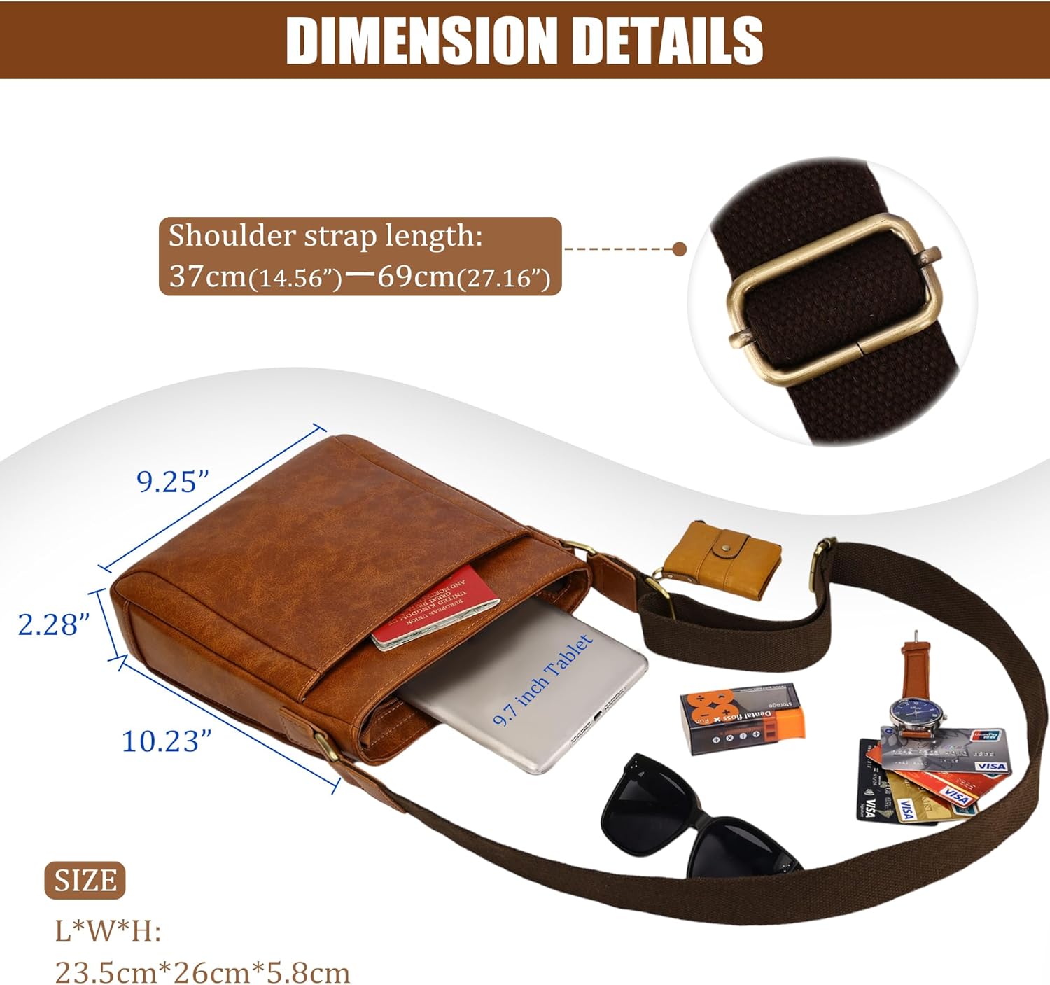 Leathario Crossbody Bag for Men Genuine Leather Small Messenger Shoulder Purse Side Vintage Satchel for Work Business Daily