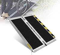 Neowism 3FT Portable Folding Wheelchair Ramp - Non-Slip Aluminum Threshold Ramp for Steps, 800lbs Capacity, Home Doorways & Mobility Scooters (3-9 Inch Rise)