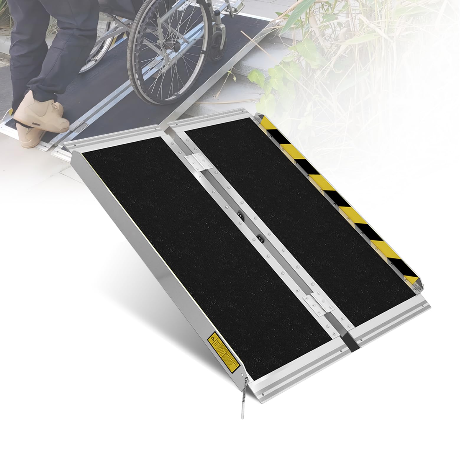 Protable wheelchair ramp 3FT,Non-Slip Folding Aluminum Handicap Ramps,Threshold Ramp for home,Holds up to 800lbs,Wheelchair ramp for steps,Mobility Scooter,Doorways (3FT Useing Height 3-9inch)