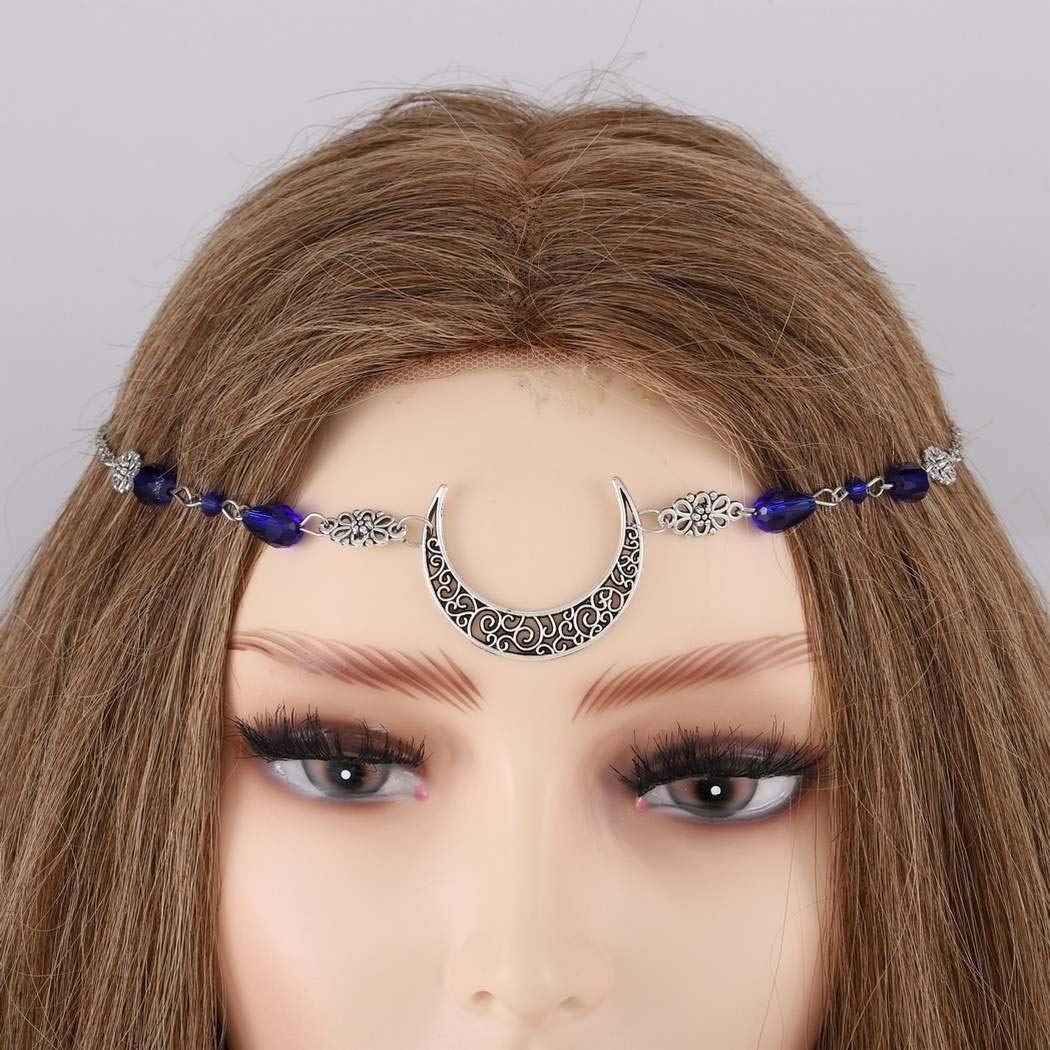 Boho Moon Head Chain Gypsy Rhinestones Headbands