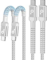 Vista 61 de Cable USBC de 10 pies, paquete de 2 cables largos USBC de carga rápida, cable trenzado de nailon USB C a USB C cargador de iPhone compatible