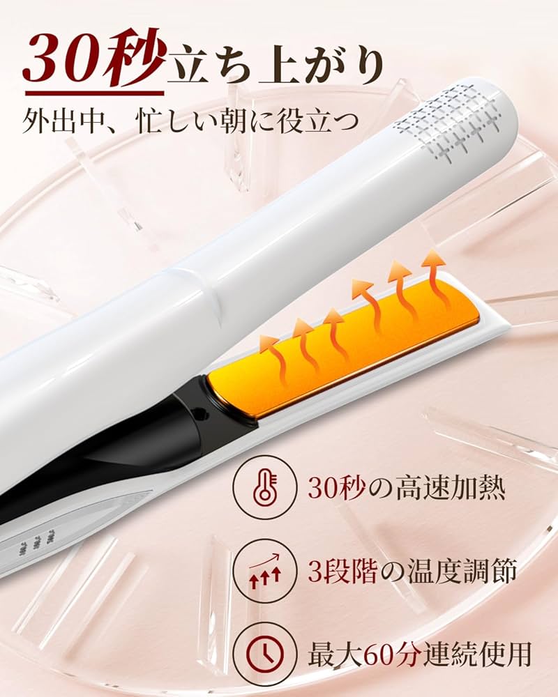 ホワイト ストレートヘアアイロン 温度調整可能 Amazon.co.jp: 【30秒で立ち上がり】 コードレス ヘアアイロン