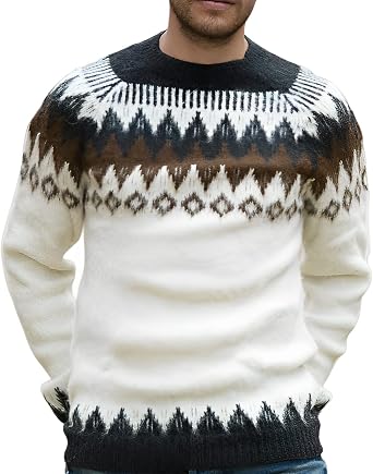 Gamboa Alpaca Sweater for Men Light and Softness Wool Pullover Crewneck Knitted Fall Winter Sweaters