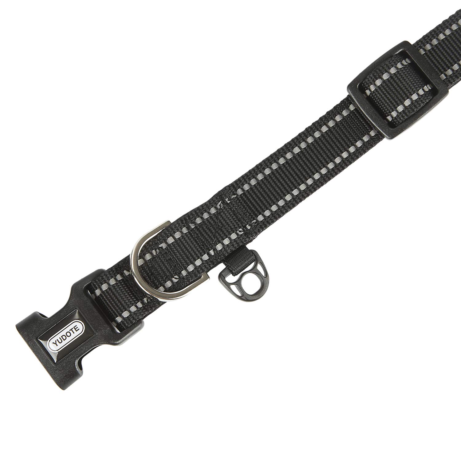 YUDOTE Collare per cani medio e resistente tessuto in nylon riflettente con fodera imbottita in neoprene morbido e confortevole per cani di medio Uso quotidiano,Nero