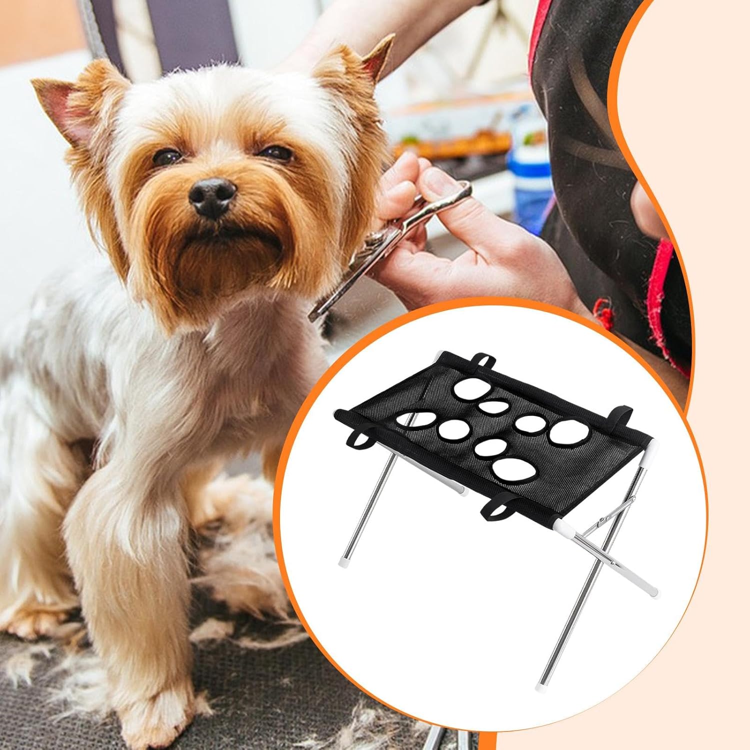 Pet Grooming Hammock Hanging Harness Hanger, Multi Functional Hammock Helper with for Picking Ears, Grooming, Black