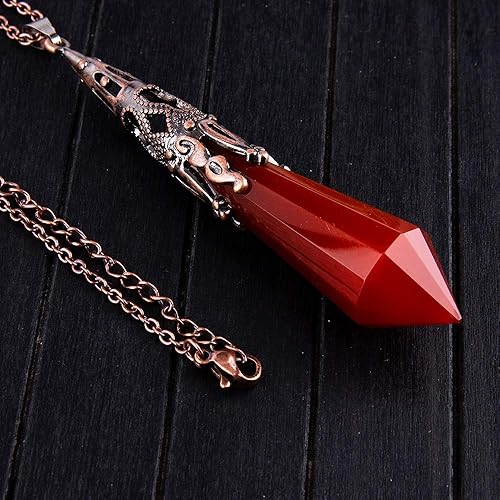 Miniatura 3 de Bivei Collar de chakra de latón antiguo retro con 12 prismas hechos de prisma con piedras preciosas de cuarzo y piedra curativa