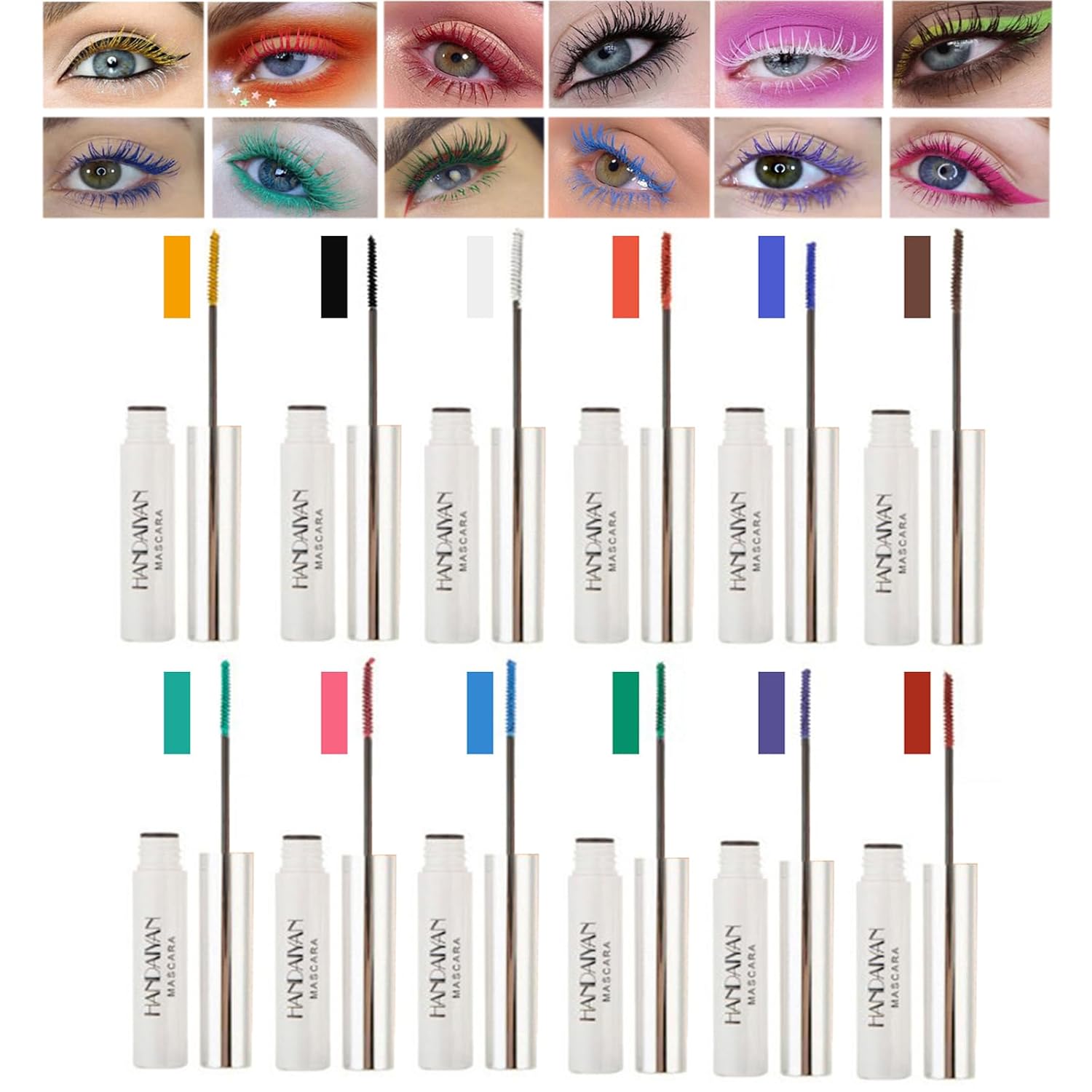 Amazon.com : Colored Mascara Sets, 12 Colors Waterproof Colorful ...