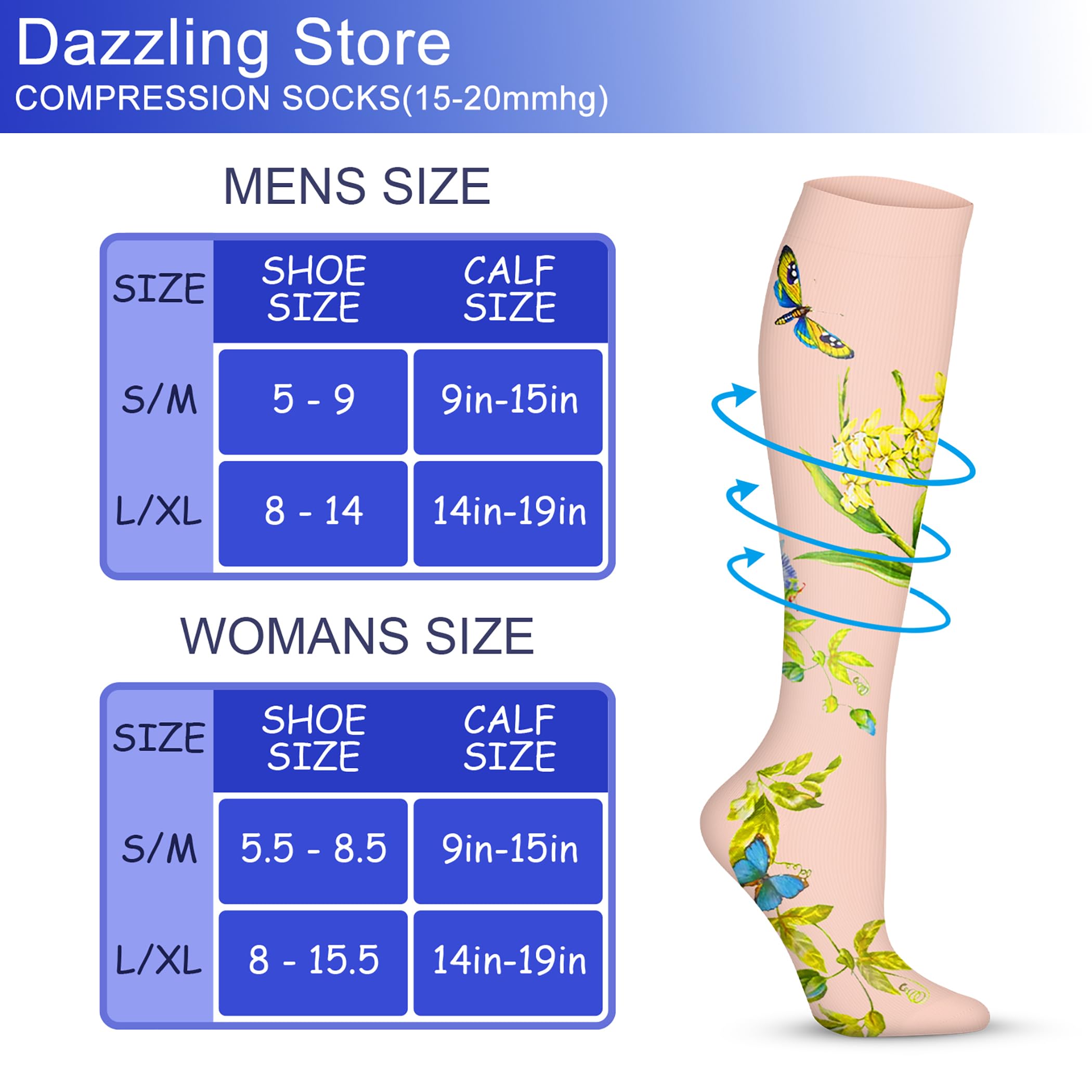 Las medias de compresión de 15 a 20 mmHg son los mejores calcetines atléticos para hombres y mujeres, correr, vuelo, viajes, enfermeras, mujeres embarazadas