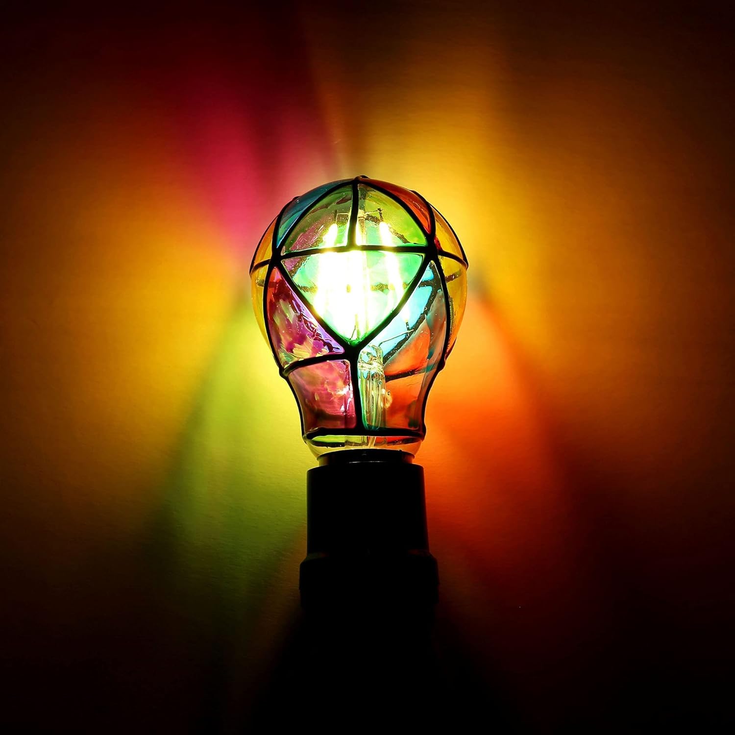 4 Pack Stained Glass Light Bulbs, LED Edison Light Bulb E26 3.5W Replacement Light Bulbs Tiffany Style for Bedroom Living Room Home Christmas Decoration