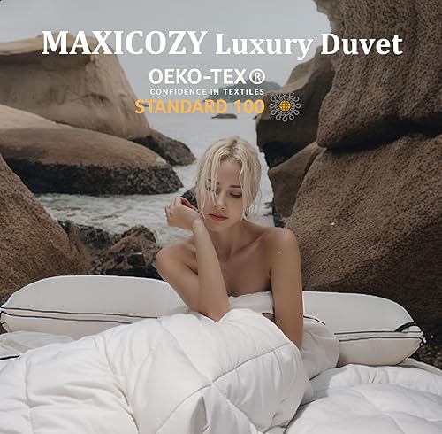 Miniatura 8 de MAXICOZY Edredón de lujo de fibra de plumón tamaño Queen, relleno de edredón para todas las estaciones, edredones de cama ultra suaves de la