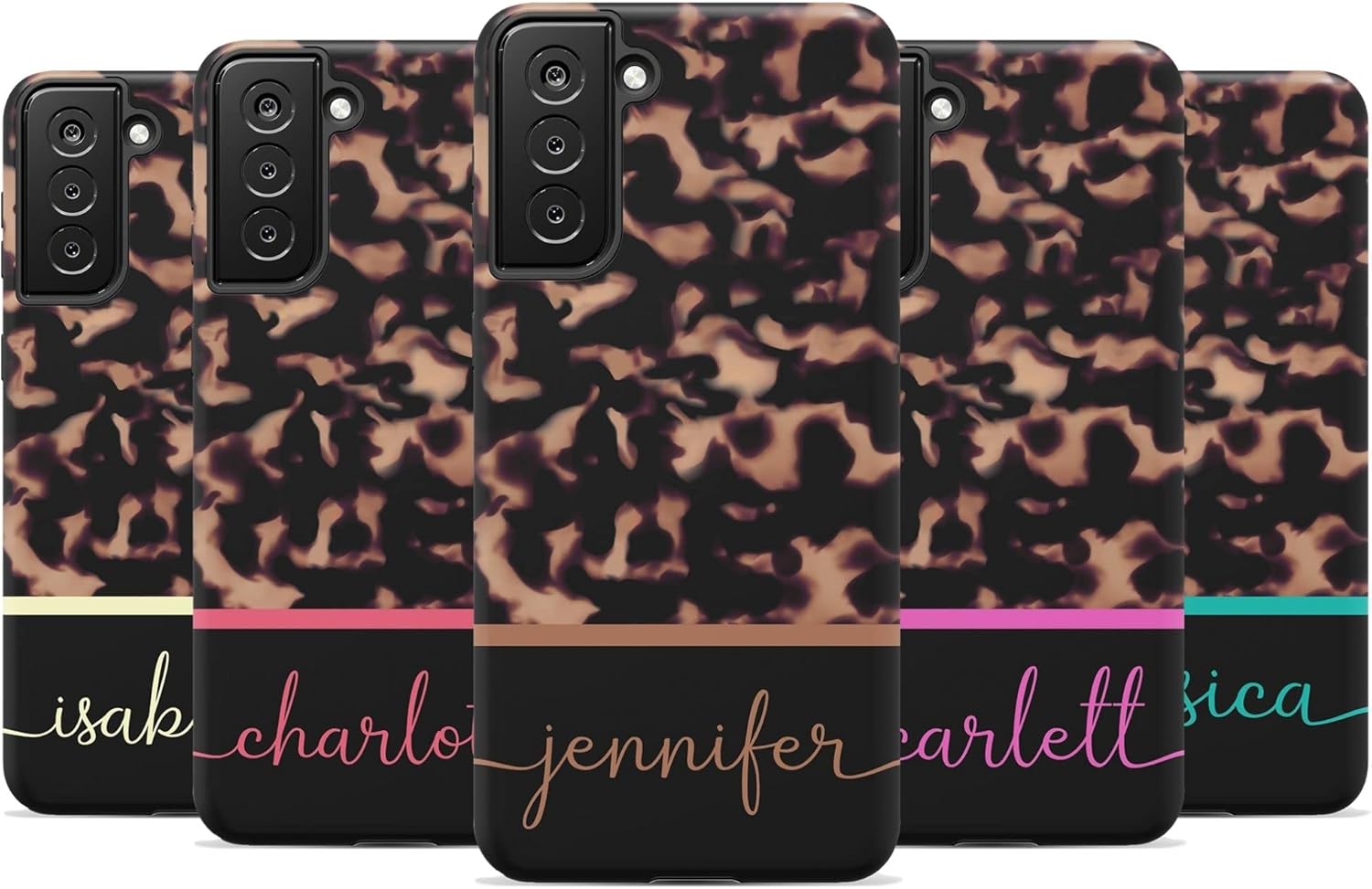 Custom Tortoise Shell Case, Animal Print Personalized Dark Case, Compatible with Samsung Galaxy S26 Ultra, S25 Plus, S24, S23, S22, S21, S20 Black