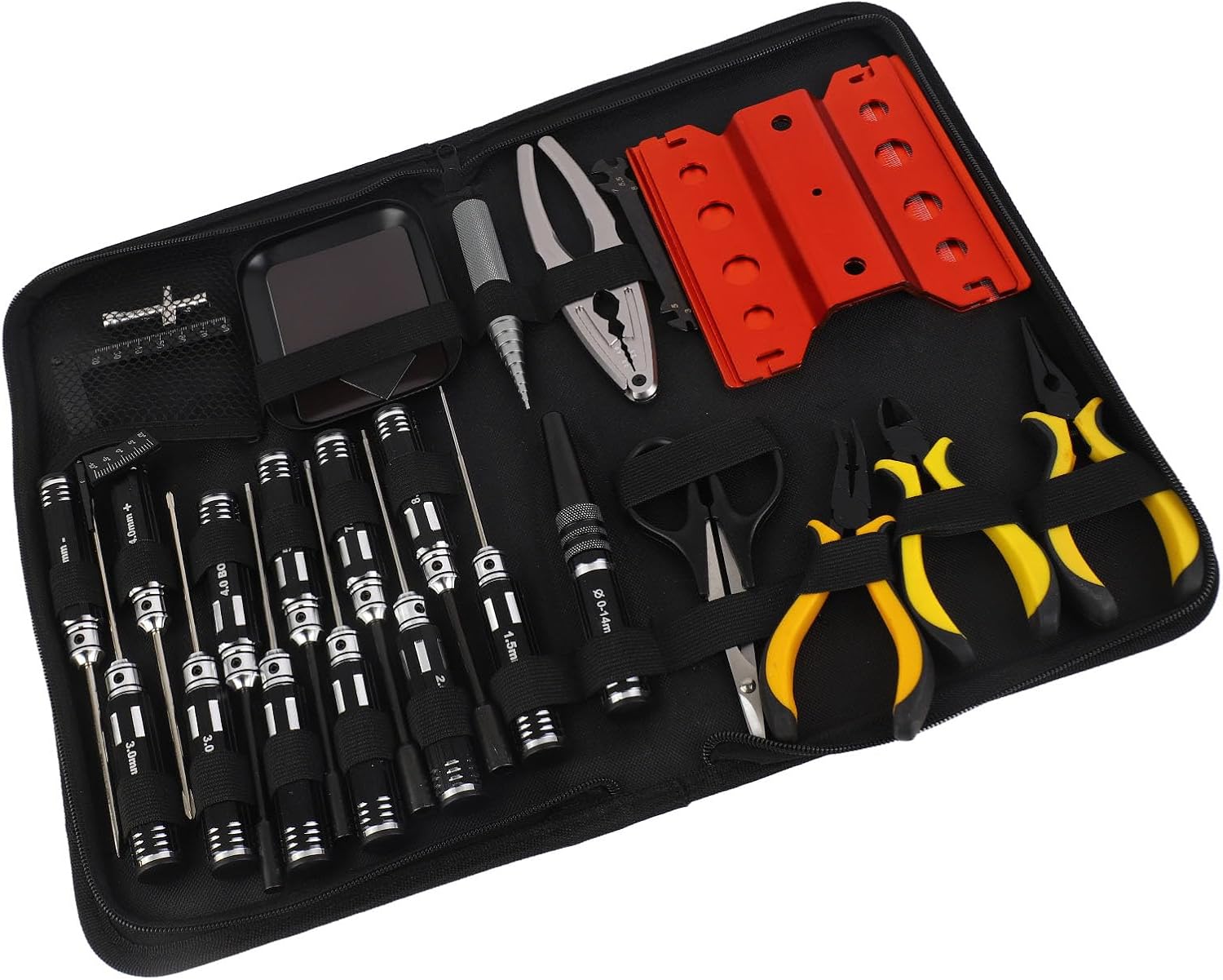 RC Tools Kit 44 in 1, Electronics Repair Tool Kit with Ergonomic Screwdriver Set, High Speed Steel Auto Repair Tools for RC Cars Trucks Drones Helicopters and Hobby