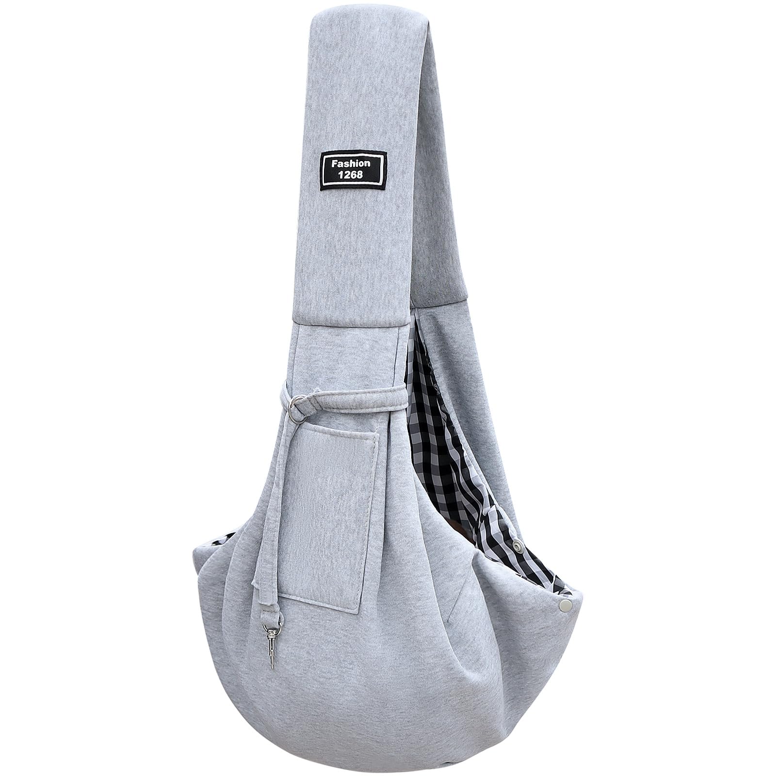 Torba do noszenia psa do 7.5 kg, miękka bawełna – oddychająca torba na ramię dla małych psów, szczeniaków i kotów – regulowana torba do noszenia zwierząt domowych, do podróży i na zewnątrz, szara